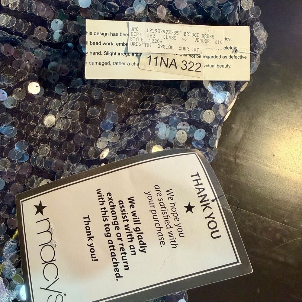 NWT Aidan by Aidan Mattox ‘Floral Embroidered Sequin Dress’ in “Dusty Blue” Sz 2 - Picture 8 of 16